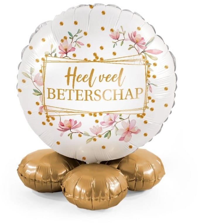Heel veel beterschap - Bloem & dots - Ballonnen set met standaard - Everloon