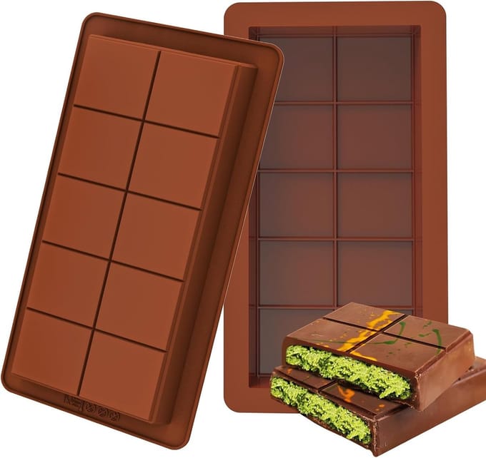 Siliconen Chocolade Mallen Set van 2 - Diepe Bruine Rechthoekige Vorm voor 11 US Cups Chocolade Bars