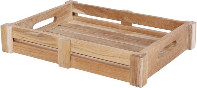 Houten Serveer/Dienblad Thomas - Teak Hout - L40 cm x B30 x H7 cm -Handmade - Tall Men Standing