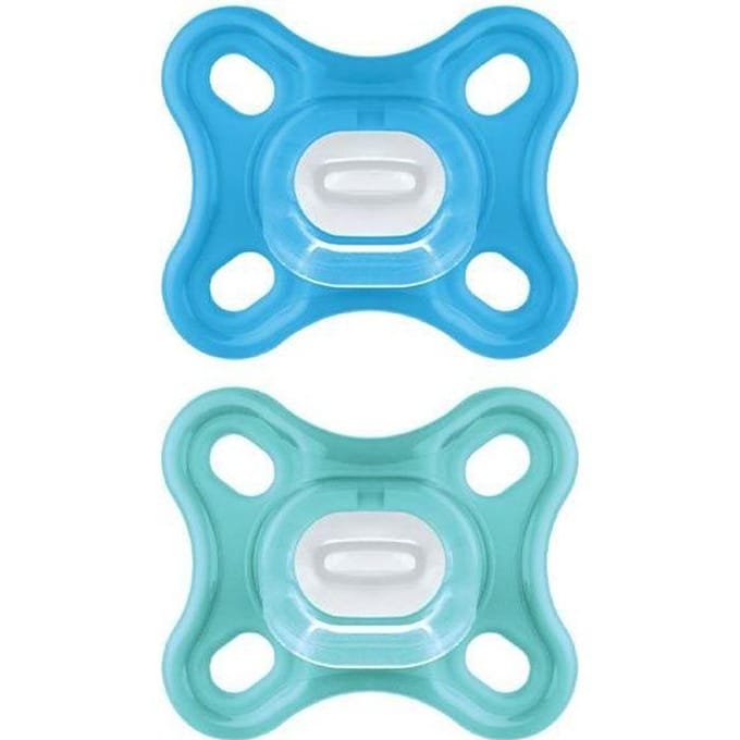 MAM Comfort 2 Siliconen Fopspenen Vanaf 0 Maanden en Sterilisatiedoosje (Kleur : Blauw en Beige)