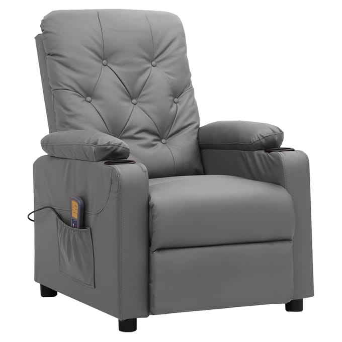 vidaXL Massagestoel kunstleer grijs