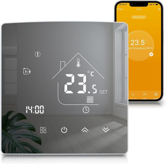 MKSS® Thermostaat voor cv - Draadloos met Wifi - Met App - Zilver