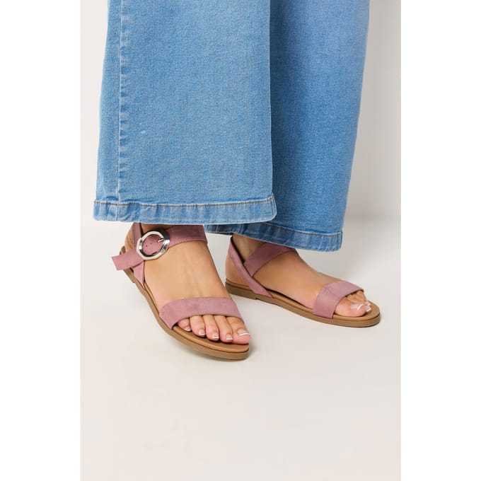 Yours Roze Gespdetail Sandalen In Wide E Fitsize 40EEE