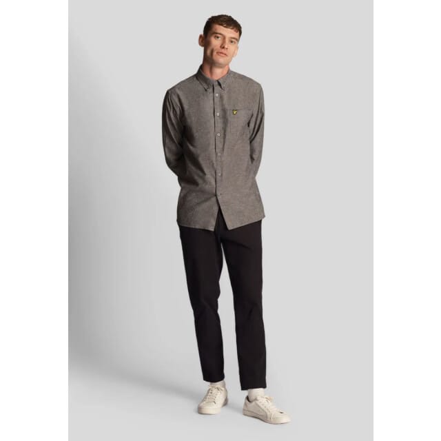 Lyle and Scott Cotton linen button down shirt lange mouw overhemden