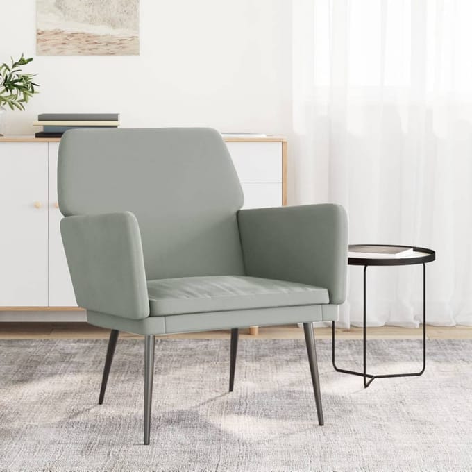 vidaXL - Fauteuil - 62x79x79 - cm - fluweel - lichtgrijs