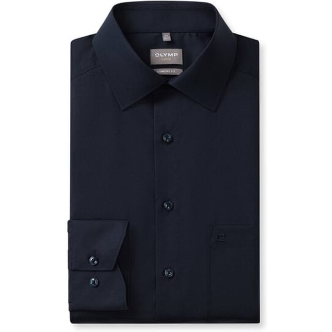 OLYMP Luxor comfort fit overhemd - popeline - marine blauw - Strijkvrij - Boordmaat: 42 (EU maat: L)