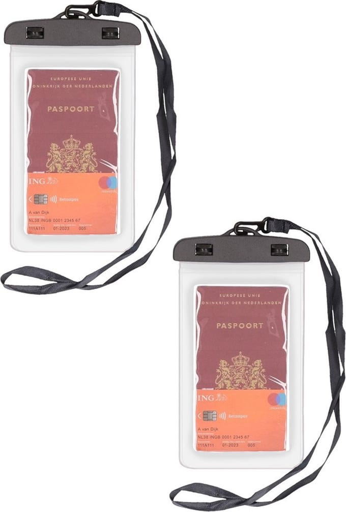 Bellatio Design Telefoonhoesje - 2x - wit - kunststof - 21 x 11,5 cm - waterdicht