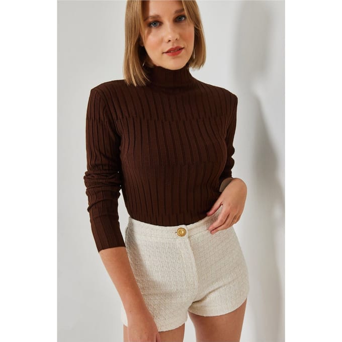 Gefitte Ribbeld Turtleneck Trui