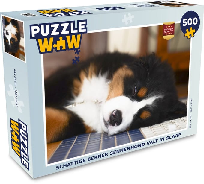 Puzzel Schattige Berner Sennenhond valt in slaap - Legpuzzel - Puzzel 500 stukjes