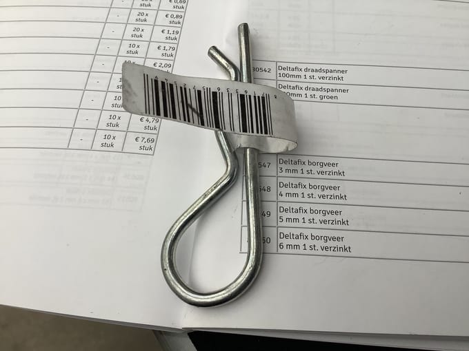 borgclip. borgveer verzinkt 4 mm. dik x 90mm. lang. 1 stuks. deltafix.