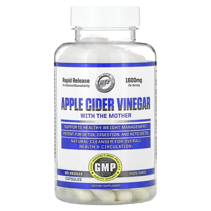 Hi Tech Pharmaceuticals, Appelciderazijn met Chomo, Directe Afgifte, 800mg, 90 Veggie Capsules