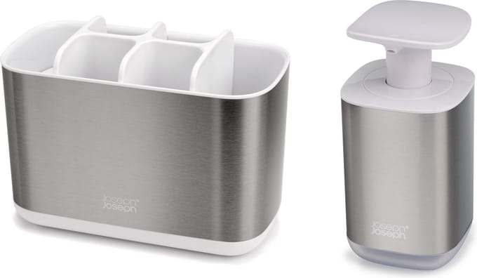 Joseph Joseph Badkamer Organizer - Badkameraccessoires - Set van 2 - RVS - Zilver/wit