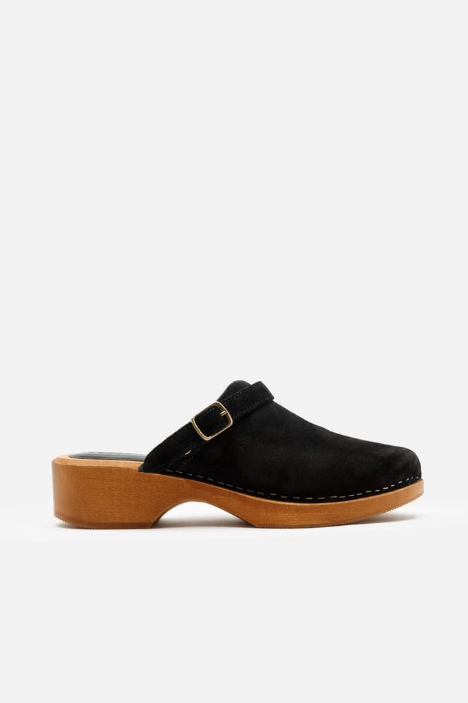 RE/DONE 70s Classic Clog Black Suede Größe: 36 | Pantoletten Outlet | Damen | Schwarz