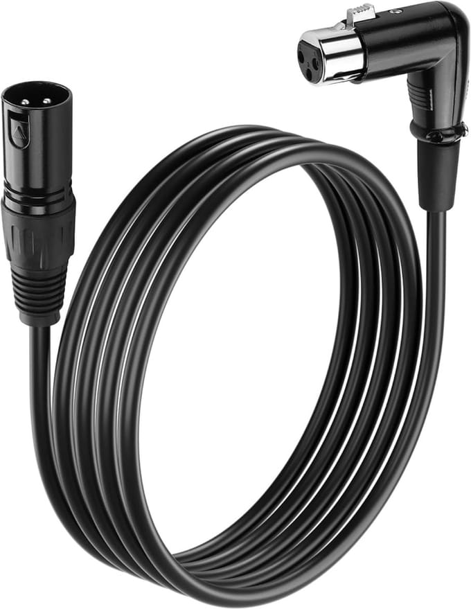XLR Kabel 3-Pin Gebalanceerde Microfoon Verlengsnoer (Man naar Vrouw) - Hoek 90 Graden