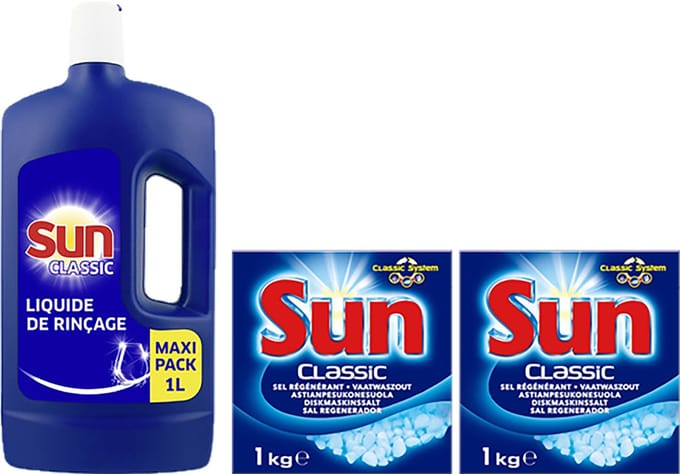 Sun 1 Liter spoelglans + 2 x 1kg Vaatwaszout