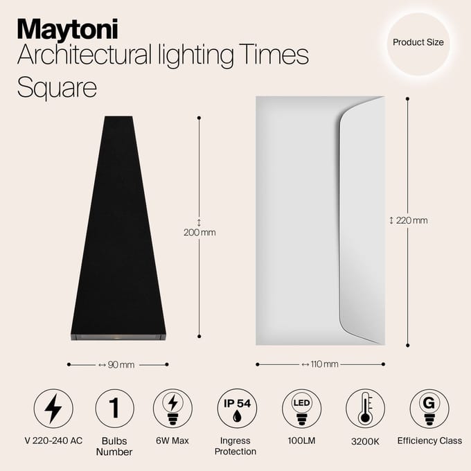 Maytoni LED buitenwandlamp Times Square zwart