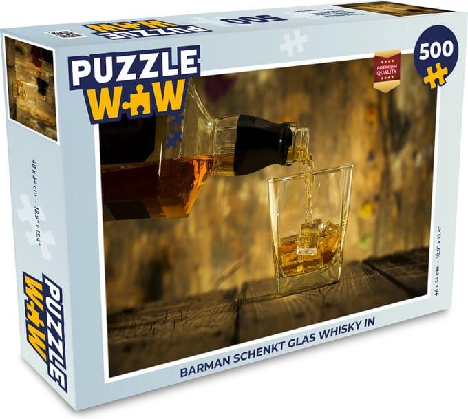 Puzzel Barman schenkt glas whisky in - Legpuzzel - Puzzel 500 stukjes