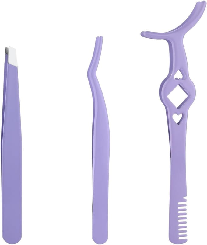 Set van 3 Wimperpincetten, Diverse Stijlen voor Valse Wimpers, RVS Applicator en Kam voor Make-up Beginners