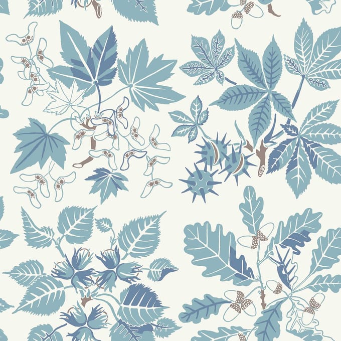 Boråstapeter Vliesbehang 5834 - Nordic Folks - Botanisch Blauw - 53cm x 10.05m