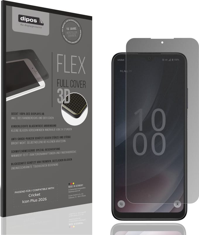 dipos FLEX – Matte Privacy Screenprotector geschikt voor Cricket Icon Plus 2026 | Volledige Schermbescherming | Case-Friendly