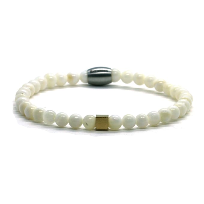 Heren armband parelmoer - goud RVS - IbizaMen