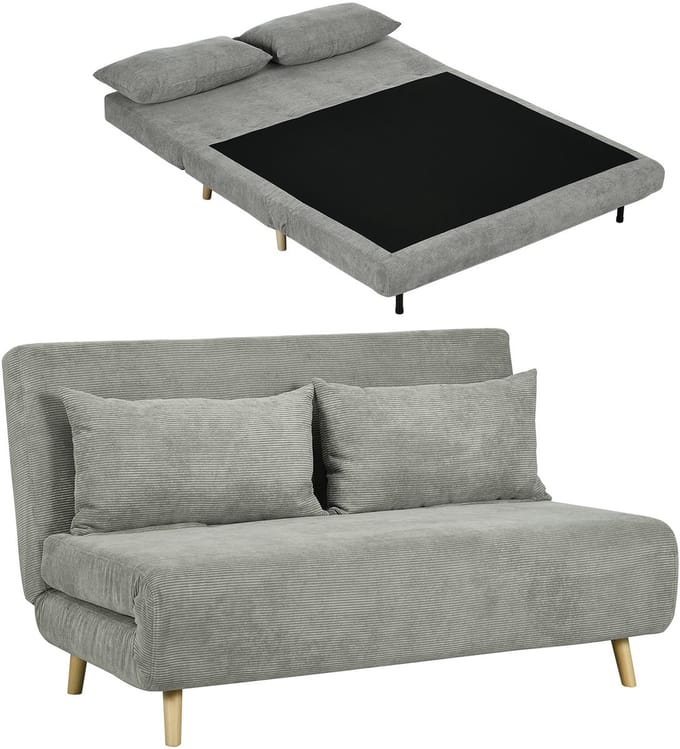 HOMCOM bedbank - verstelbare rugleuning - met kussen - met bekleding
