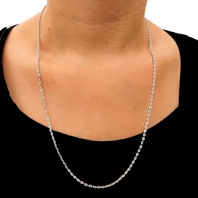 Tesoro Mio Michel – TMM Basics – Edelstaal Ketting met Anker Schakel – Verzilverd – 2 mm / 60 cm