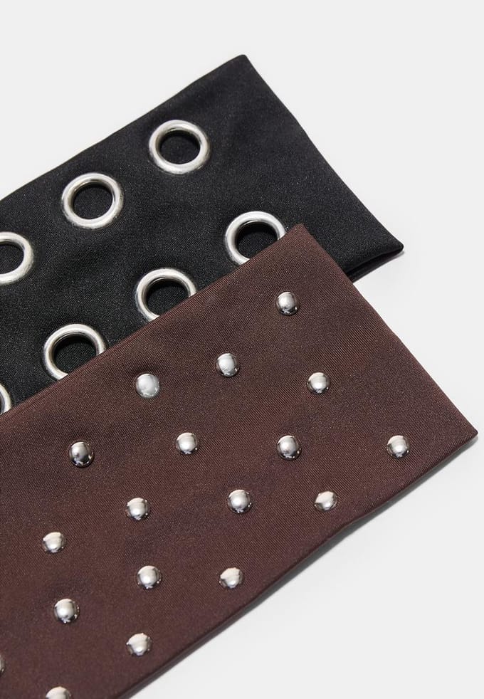 Stradivarius Set van 2 haarbanden met studs  Zwart OS