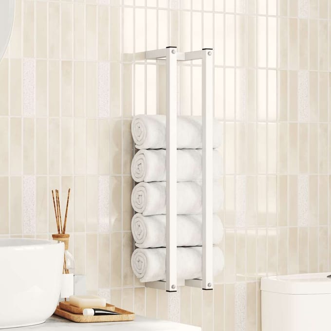 vidaXL - Handdoekenrek - 12,5x12,5x60 - cm - staal - wit