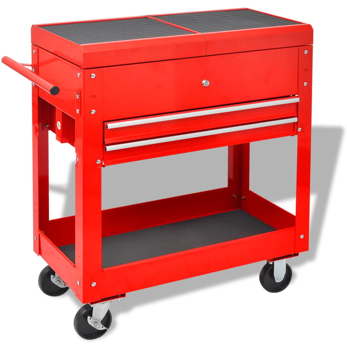 vidaXL - Gereedschapswagen - Rood - 70.5 - x - 37 - x - 71 - cm - Staal