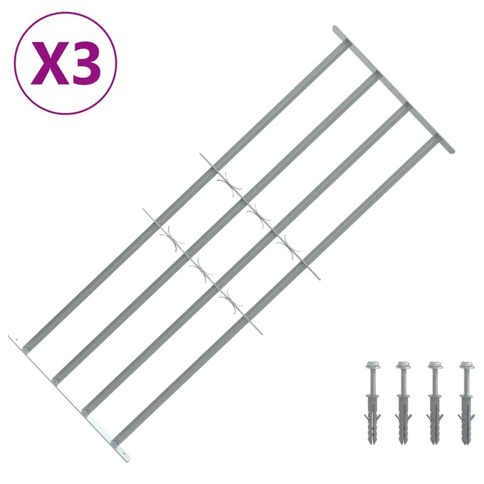 vidaXL - Beveiligingsrooster - voor - ramen - met - 4 - kruisbalken - 3 - st