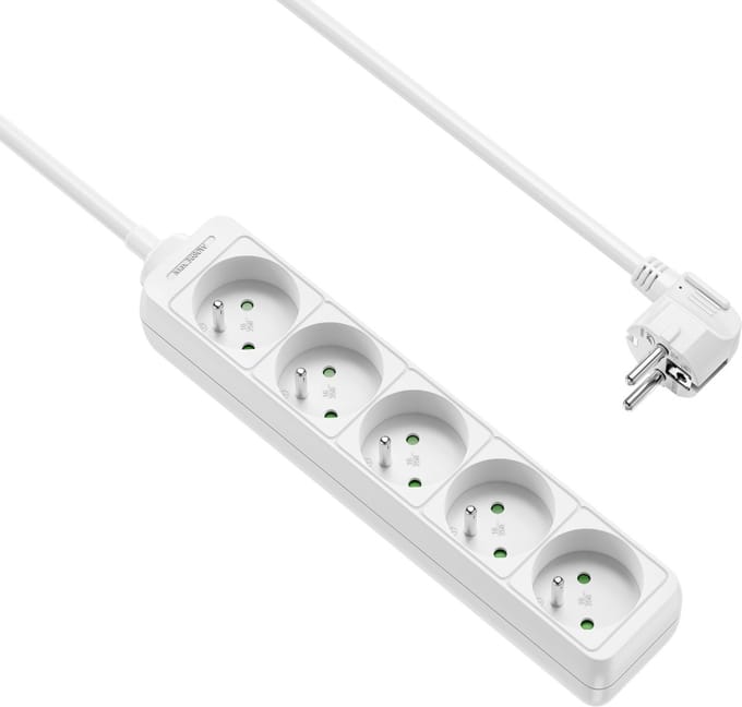 Allteq - Stekkerdoos met penaarde - 5-voudig - 3 meter - Wit