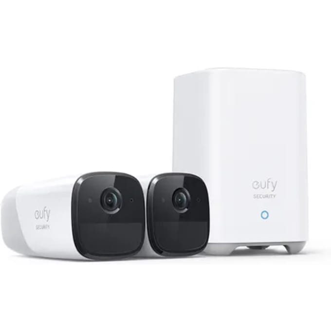 Eufy Cam 2 Pro 2K Draadloze Beveiligingsset - Inclusief Homebase en 2 Camera's - Wit