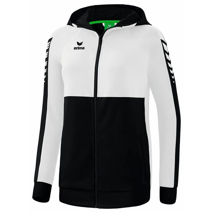 Erima Six Wings Trainingsjack Met Capuchon Dames - Wit / Zwart | Maat: 42