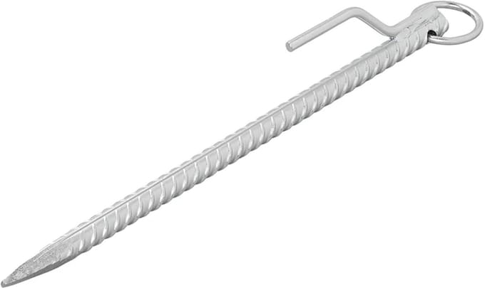 ProPlus Grondpen 41 cm Ø 18 mm – Tentharing en Rotspen voor Harde Ondergrond – Met Haak en Ring – Staal – Zilver