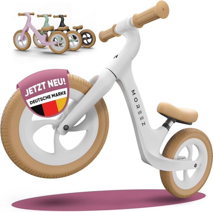 Kinderloopfiets - Loopfiets kind - Leren fietsen - Valbescherming stuur - 12 inch wielen - Opaalwit