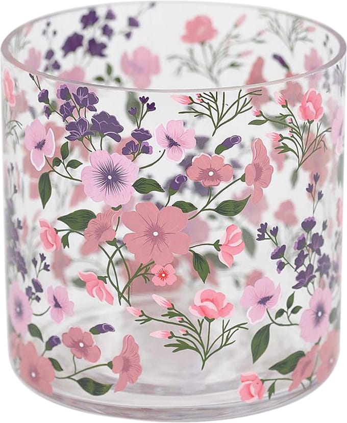 Rasteli Theelichthouder Glas Roze-Paars D 15 cm H 15 cm