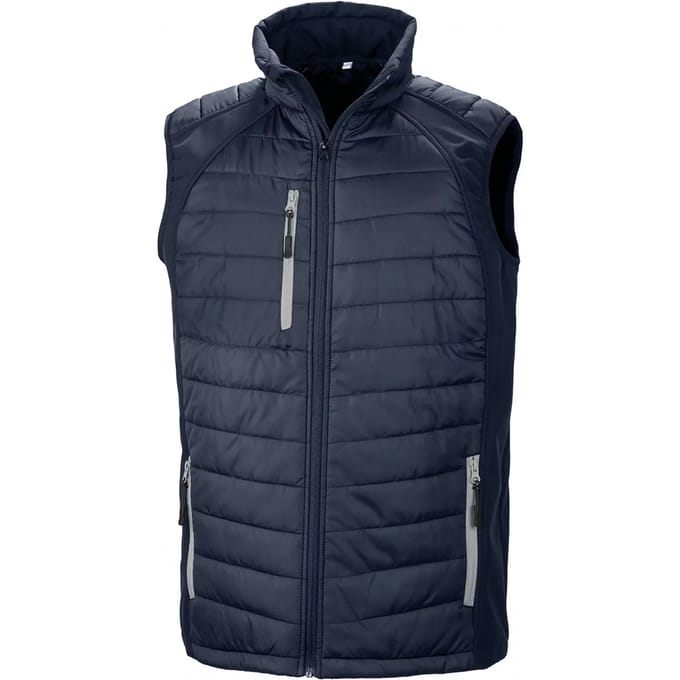 Black Compass gewatteerde softshell bodywarmer 'Result' Navy/Grey - M