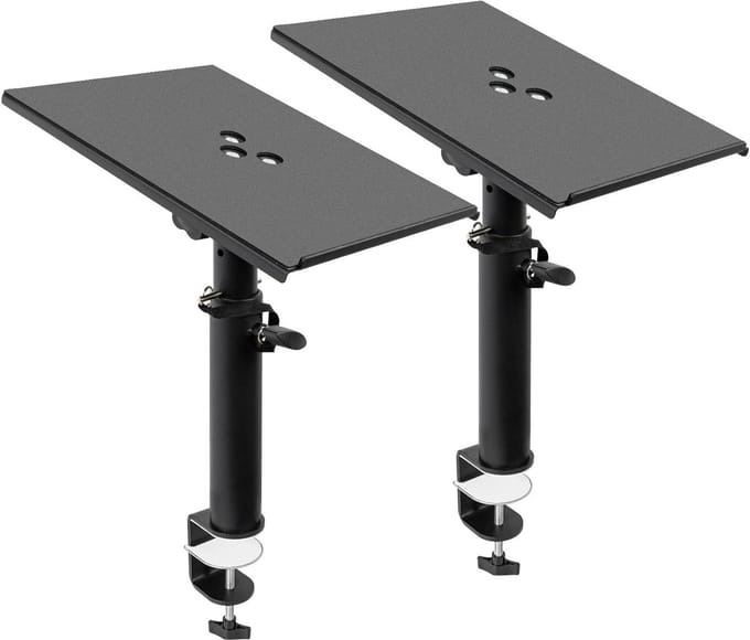 2 Pack Desktop Speaker Stand - Verstelbare Hoogte en Hoek voor Speakers, Laptops en Projectoren, Ideaal voor Thuisgebruik en Professionele Setup