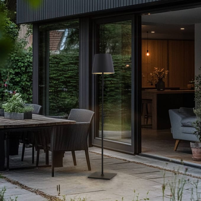 Lucande - Terraslampen - 3lichts - Gegoten aluminium - H: 150 cm - E27 - donkergrijs