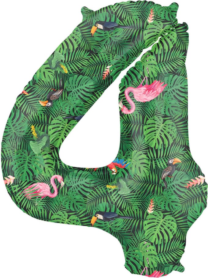 Folieballon Cijfer 4 Jungle Vibe - 86 cm