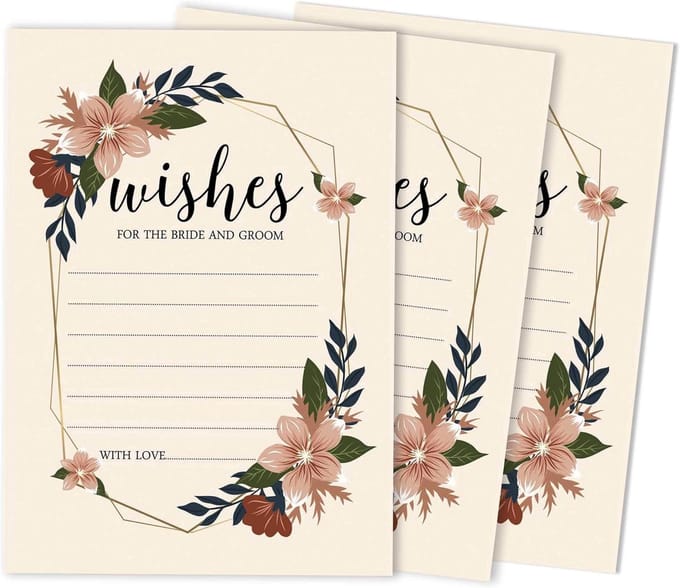 Wenskaarten Set - Advieskaarten Bruiloft - Gastenboek Alternatief - Rustiek Design - 5x7 Inch