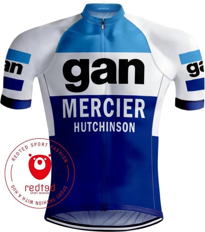 Retro Wielershirt Gan Mercier Blauw - REDTED - M