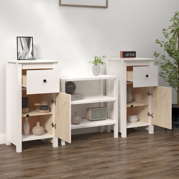 vidaXL - Dressoirs - 2 - st - 40x35x80 - cm - massief - grenenhout - wit