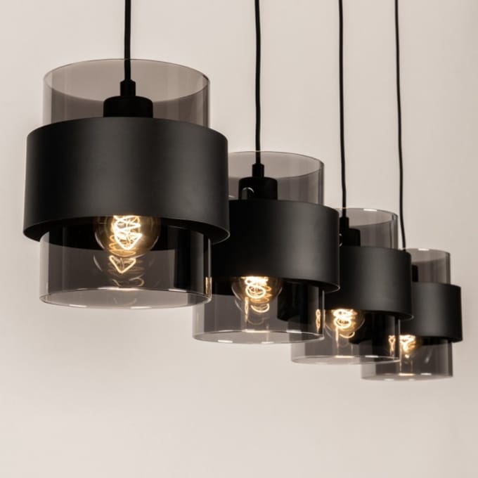 Lumidora Hanglamp 75528 - EIXAMPLE - 4 Lichts - E27 - Zwart - Metaal