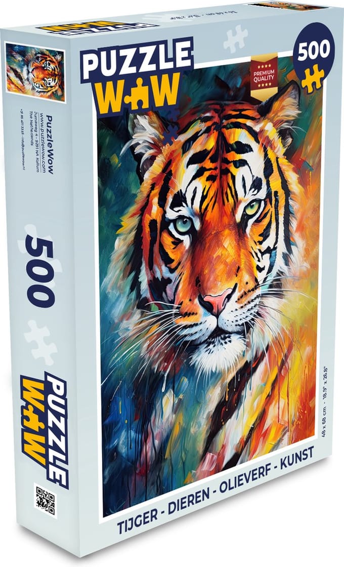 Puzzel Tijger - Dieren - Olieverf - Kunst - Legpuzzel - Puzzel 500 stukjes