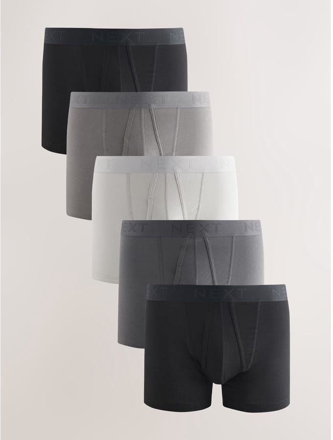 Next - Heren - Set van 5 boxershorts met katoenrijke voorkant - Grijs