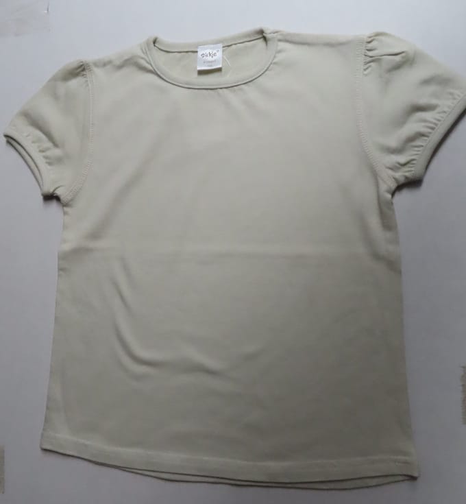 Dirkje - 2 Pack - T shirt - Meisje - Geel , ecru - Effen - 5 jaar 110