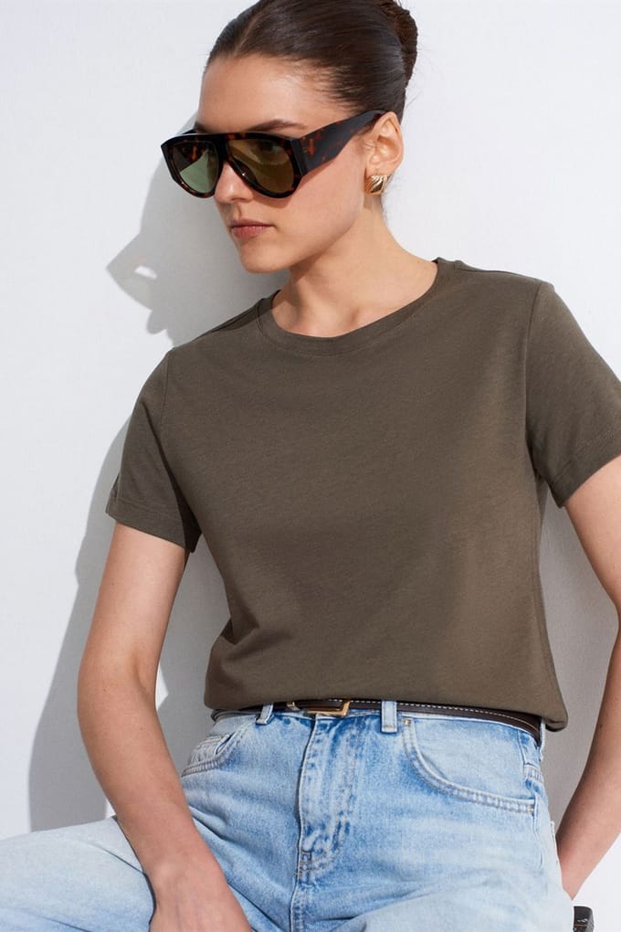 Dames T-shirt met ronde hals en korte mouwen