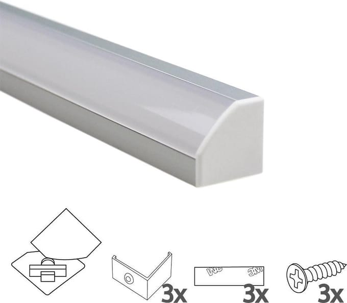 1M led strip hoekprofiel - 19mm hoog